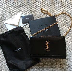 YSL Saint Laurent patent wallet on chain purse